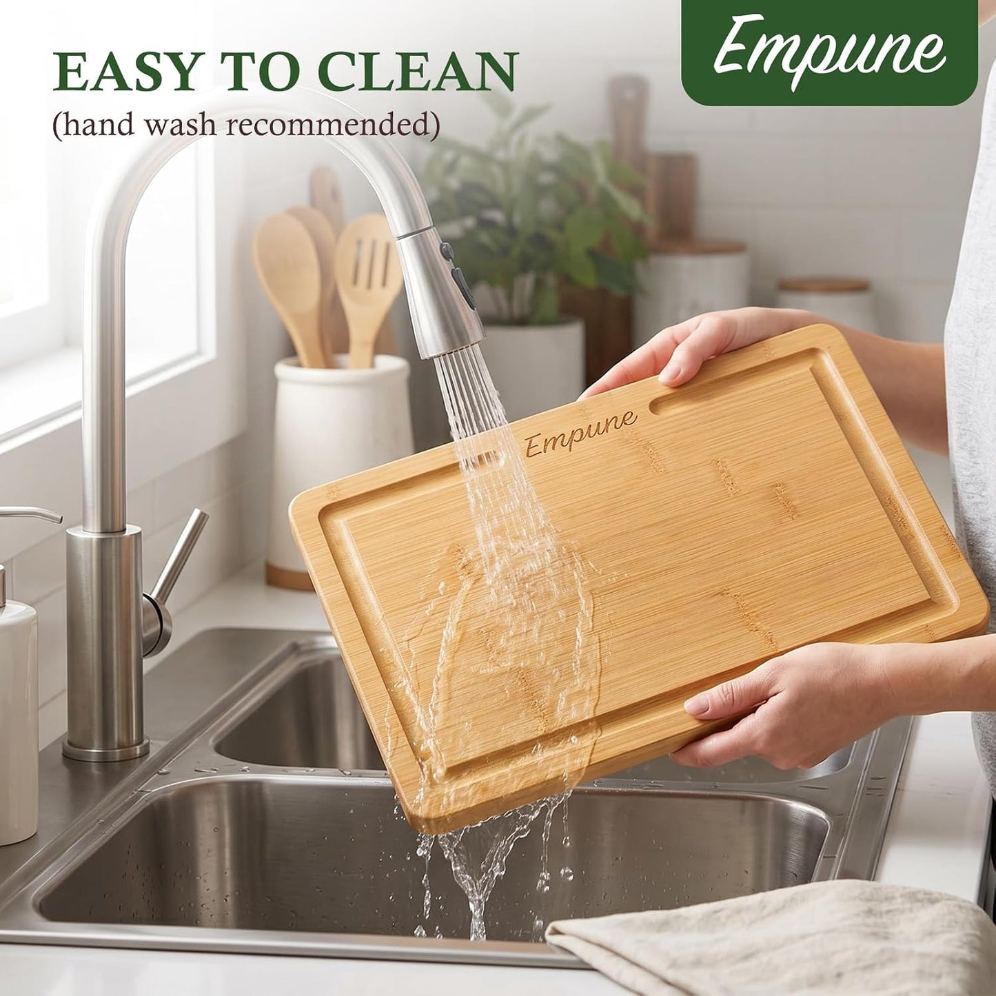 Bamboo Cutting Boards for Kitchen, 3 Piece Extra Thick Cutting Board Set with Juice Groove, Deep Carbonized Bamboo Chopping Board, Reversible Wood Cutting Board for charcuterie boards, Brown