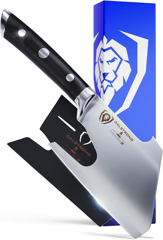 Meat Cleaver Knife Axe - 5"- Gladiator Series- High Carbon Steel-Black Handle - Heavy Duty Giftable BBQ Hatchet - Razor Sharp Kitchen Knife-Sheath Chef Knife-NSF Certified