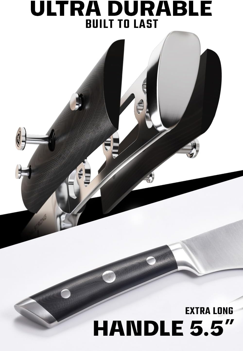 Meat Cleaver Knife Axe - 5"- Gladiator Series- High Carbon Steel-Black Handle - Heavy Duty Giftable BBQ Hatchet - Razor Sharp Kitchen Knife-Sheath Chef Knife-NSF Certified