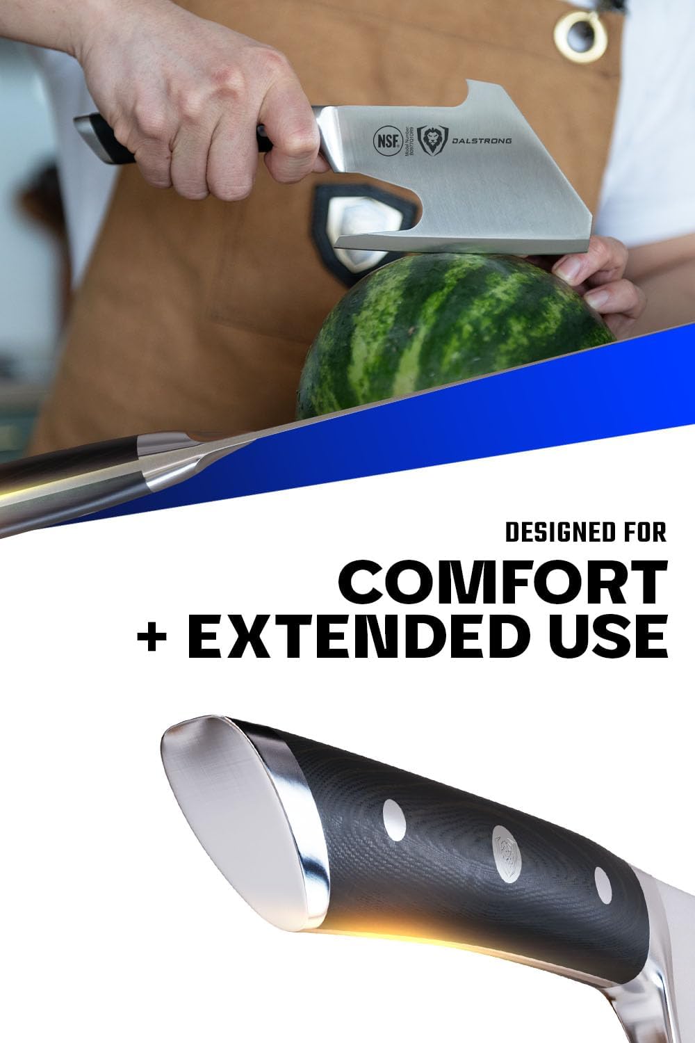 Meat Cleaver Knife Axe - 5"- Gladiator Series- High Carbon Steel-Black Handle - Heavy Duty Giftable BBQ Hatchet - Razor Sharp Kitchen Knife-Sheath Chef Knife-NSF Certified