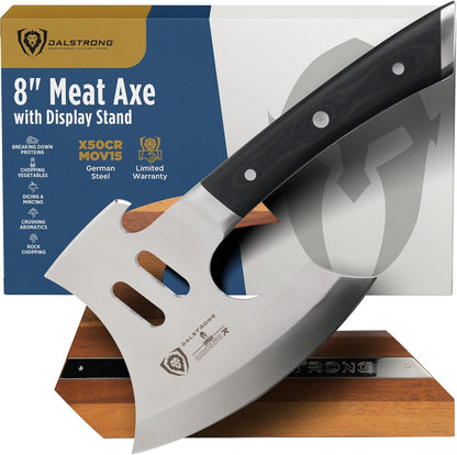 Meat Cleaver Knife Axe - 5"- Gladiator Series- High Carbon Steel-Black Handle - Heavy Duty Giftable BBQ Hatchet - Razor Sharp Kitchen Knife-Sheath Chef Knife-NSF Certified
