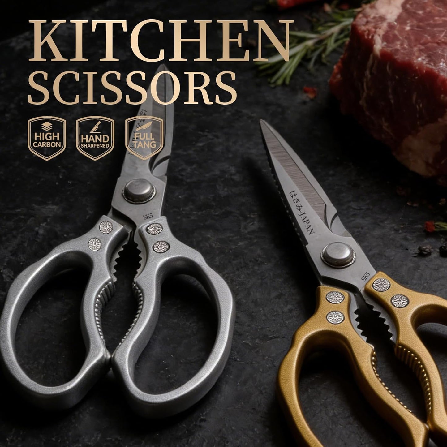Kitchen Scissors for Food, Multi-All Purpose Japan Kitchen Shears, Heavy Duty Poultry Shear Dishwasher Safe Chicken Scissor, Seafood Shears, Meat Scissors Gifts for Men Women