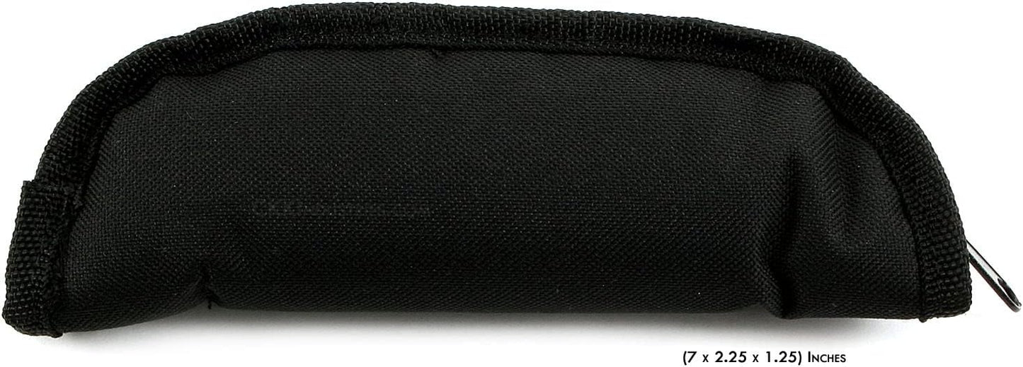 Zipper Pouches for Knives & Tools - (8.75 x 3.50 x 1.50 Inches) - (Nylon Canvas Outer - Jewel Cloth Inner) - (Black/Black) - (Pro Series) - (USA Design) - (by KnifeKits)