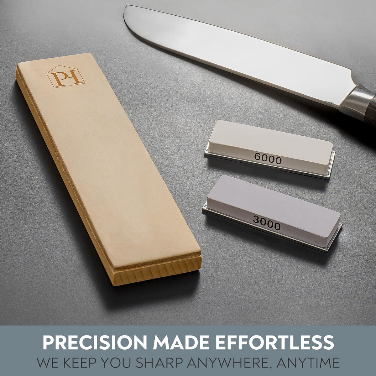 3000 & 6000 Grit Whetstone Plates Set – Extra Fine Corundum Sharpening Stones – Includes Leather Strop & Cleaning Eraser - Compatible Only with Adjustable Rolling Knife Sharpener