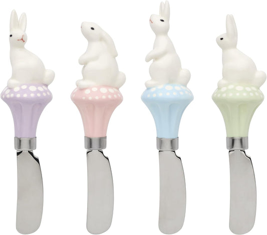 898200 Bunny Hop 4-Piece Cheese Spreader Set, MultiColor