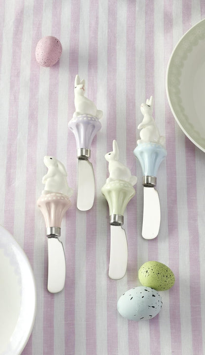898200 Bunny Hop 4-Piece Cheese Spreader Set, MultiColor