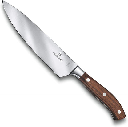 Grand Maitre Santoku Knife - Ergonomic Sharp Chopping Knife for Kitchen Essentials - Wooden Handle, Fluted Edge, 7"