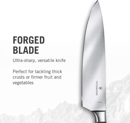 Grand Maitre Santoku Knife - Ergonomic Sharp Chopping Knife for Kitchen Essentials - Wooden Handle, Fluted Edge, 7"
