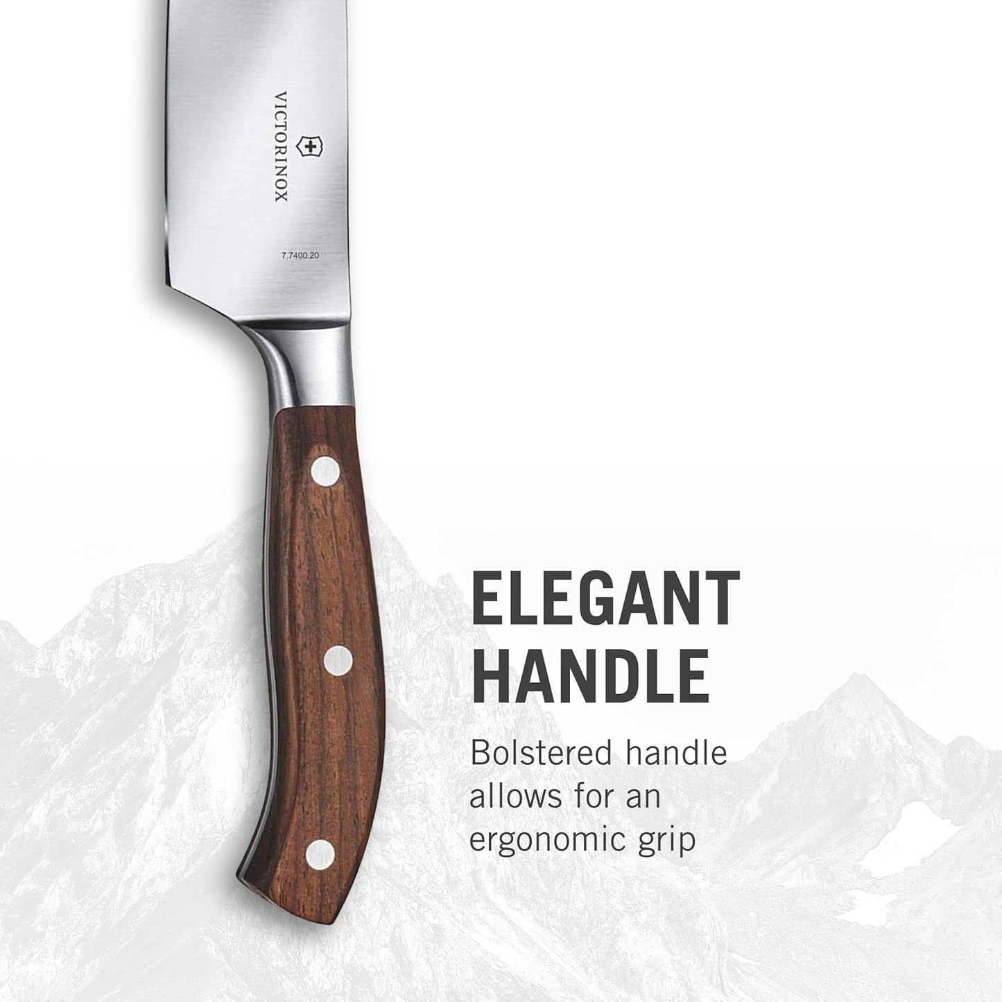 Grand Maitre Santoku Knife - Ergonomic Sharp Chopping Knife for Kitchen Essentials - Wooden Handle, Fluted Edge, 7"