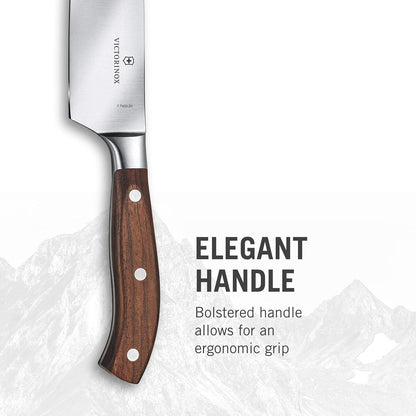Grand Maitre Santoku Knife - Ergonomic Sharp Chopping Knife for Kitchen Essentials - Wooden Handle, Fluted Edge, 7"