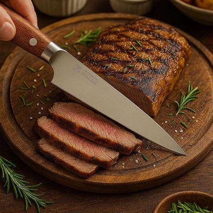 8-Inch German Stainless Carving Knife – German 1.4116 Steel Blade, Red Wood Handle, Premium Gift Box – Professional Slicing Knife for Meat, Turkey, and BBQ