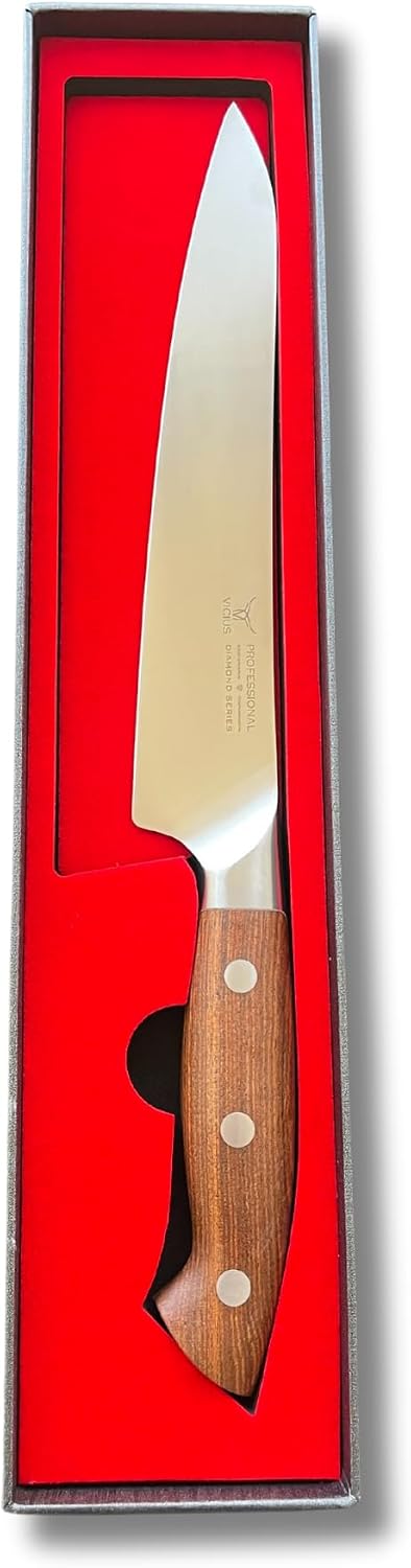8-Inch German Stainless Carving Knife – German 1.4116 Steel Blade, Red Wood Handle, Premium Gift Box – Professional Slicing Knife for Meat, Turkey, and BBQ