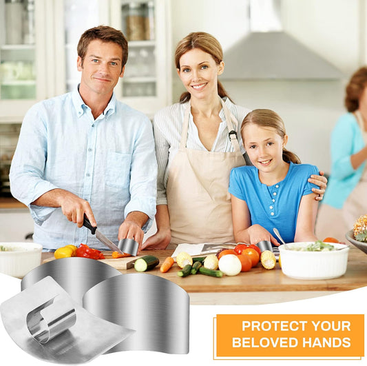 Finger Guards for Cutting Food, Kitchen Tool Finger Shield | Steel Finger Protector for Slicing, Dicing and Chopping Vegetables, Protect from Knife Cutting, Knife Guard Saver, 4 Pack