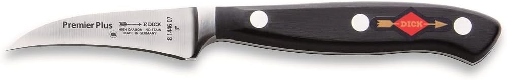 – Premier Plus Peeling Knife - Paring knife with 2.8" blade & 56 HRC - Ideal for cutting fruit & vegetables - Ultra sharp - Stainless steel - Ergonomic handle - High carbon - Made in Germany
