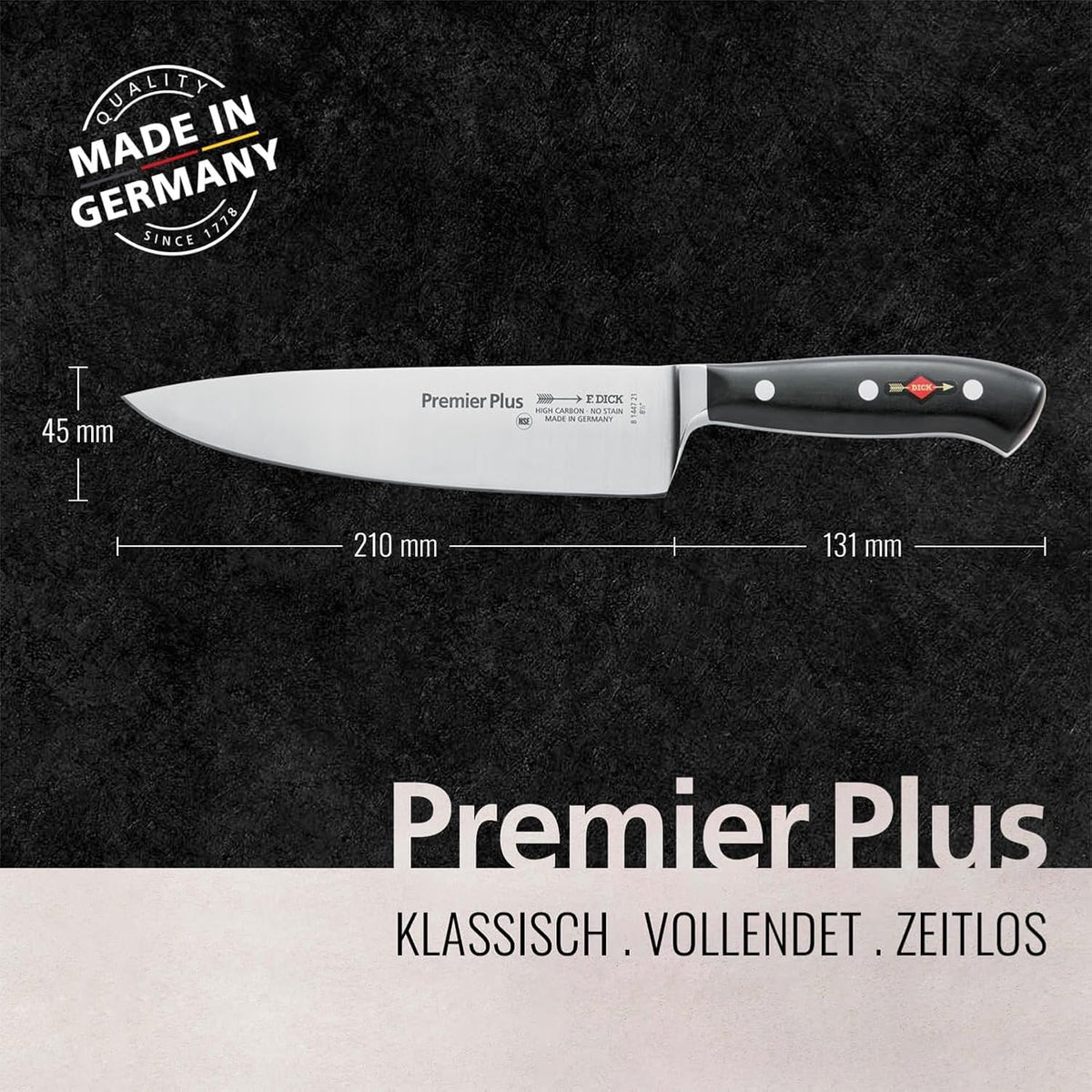 – Premier Plus Peeling Knife - Paring knife with 2.8" blade & 56 HRC - Ideal for cutting fruit & vegetables - Ultra sharp - Stainless steel - Ergonomic handle - High carbon - Made in Germany