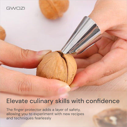 Stainless Steel Finger Protector for Cutting & Stripping Beans, Pistachios - Kitchen Finger Guards for Cutting and Stripping Nuts - Metal Nail Protection Cover, 6 Pcs