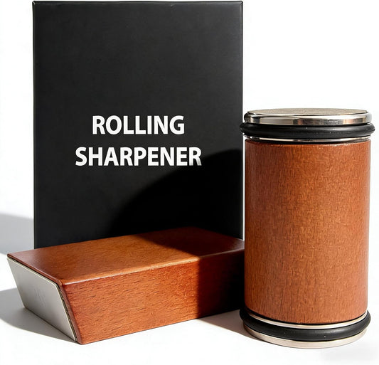 Bladeon Knife Sharpener, Rolling Knife Sharpener with Diamond & Ceramic Abrasives and 15/20° Magnetic Angle Guide for Kitchen, Chef & Outdoor Knives