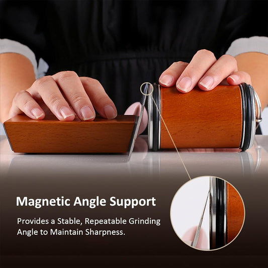 Bladeon Knife Sharpener, Rolling Knife Sharpener with Diamond & Ceramic Abrasives and 15/20° Magnetic Angle Guide for Kitchen, Chef & Outdoor Knives