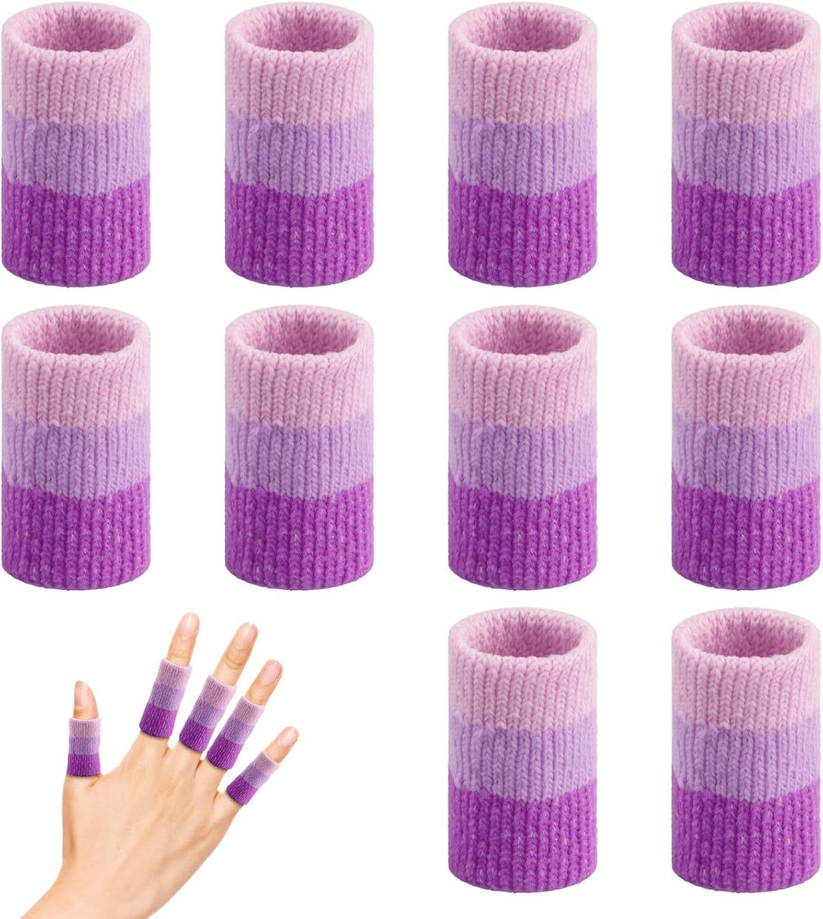 10 PCS Crochet Finger Guard，3.9-Inch Finger Crochet Finger Protector Cover | Compression Sleeves for Knitting Finger Protector for Tension Control and Preventing Yarn Burn