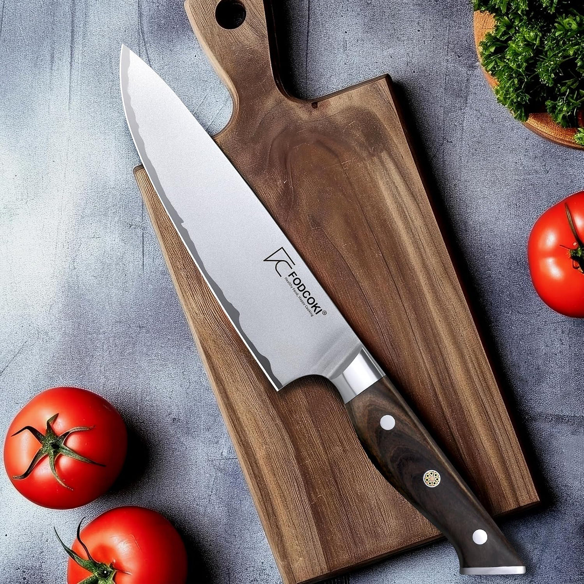 Japanese Chef Knife 8 Inch Kitchen Sharp Knife High Carbon Steel AUS10 with Ebony Wood Handle Professional Chefs Knife for Cutting Meat Vegetable