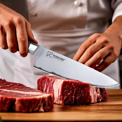 Japanese Chef Knife 8 Inch Kitchen Sharp Knife High Carbon Steel AUS10 with Ebony Wood Handle Professional Chefs Knife for Cutting Meat Vegetable