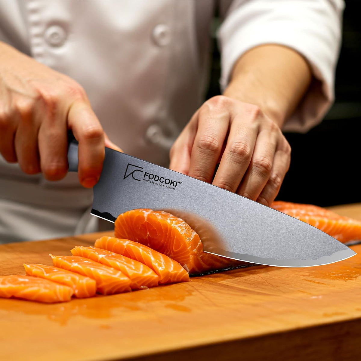 Japanese Chef Knife 8 Inch Kitchen Sharp Knife High Carbon Steel AUS10 with Ebony Wood Handle Professional Chefs Knife for Cutting Meat Vegetable