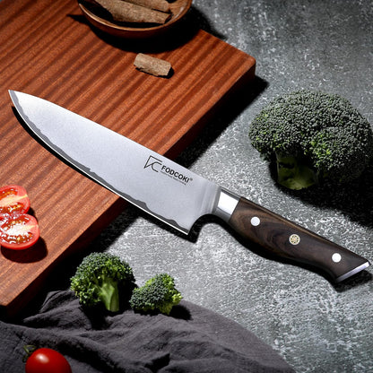 Japanese Chef Knife 8 Inch Kitchen Sharp Knife High Carbon Steel AUS10 with Ebony Wood Handle Professional Chefs Knife for Cutting Meat Vegetable