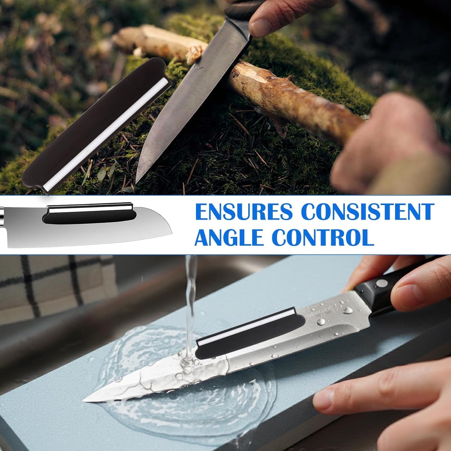 Knife Sharpening Angle Guide, 2Pcs Knife Sharpener Guide | Ceramic Edge Protector for Kitchen and Hunting Knives, Sharpening Tool with Consistent Angle Control for Whetstone