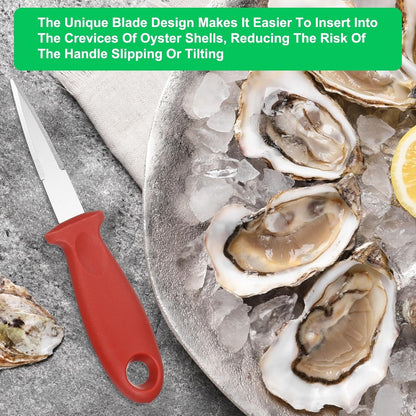 12 Pcs Stainless Steel Oyster Shucking Knife, Oyster Shucking Shell Opener Knife Non-Slip for Shellfish Opening Seafood Restaurants Home Use, Green