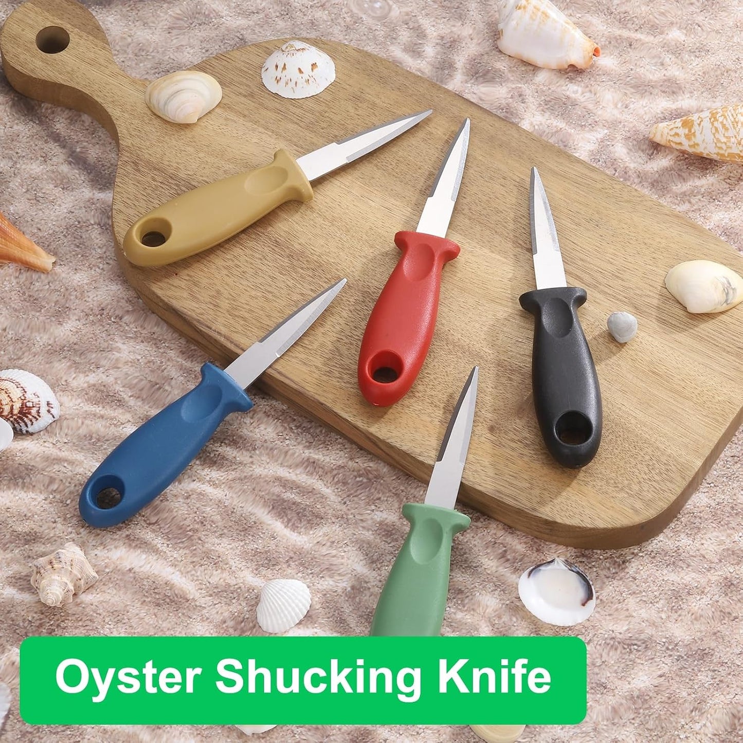 12 Pcs Stainless Steel Oyster Shucking Knife, Oyster Shucking Shell Opener Knife Non-Slip for Shellfish Opening Seafood Restaurants Home Use, Green