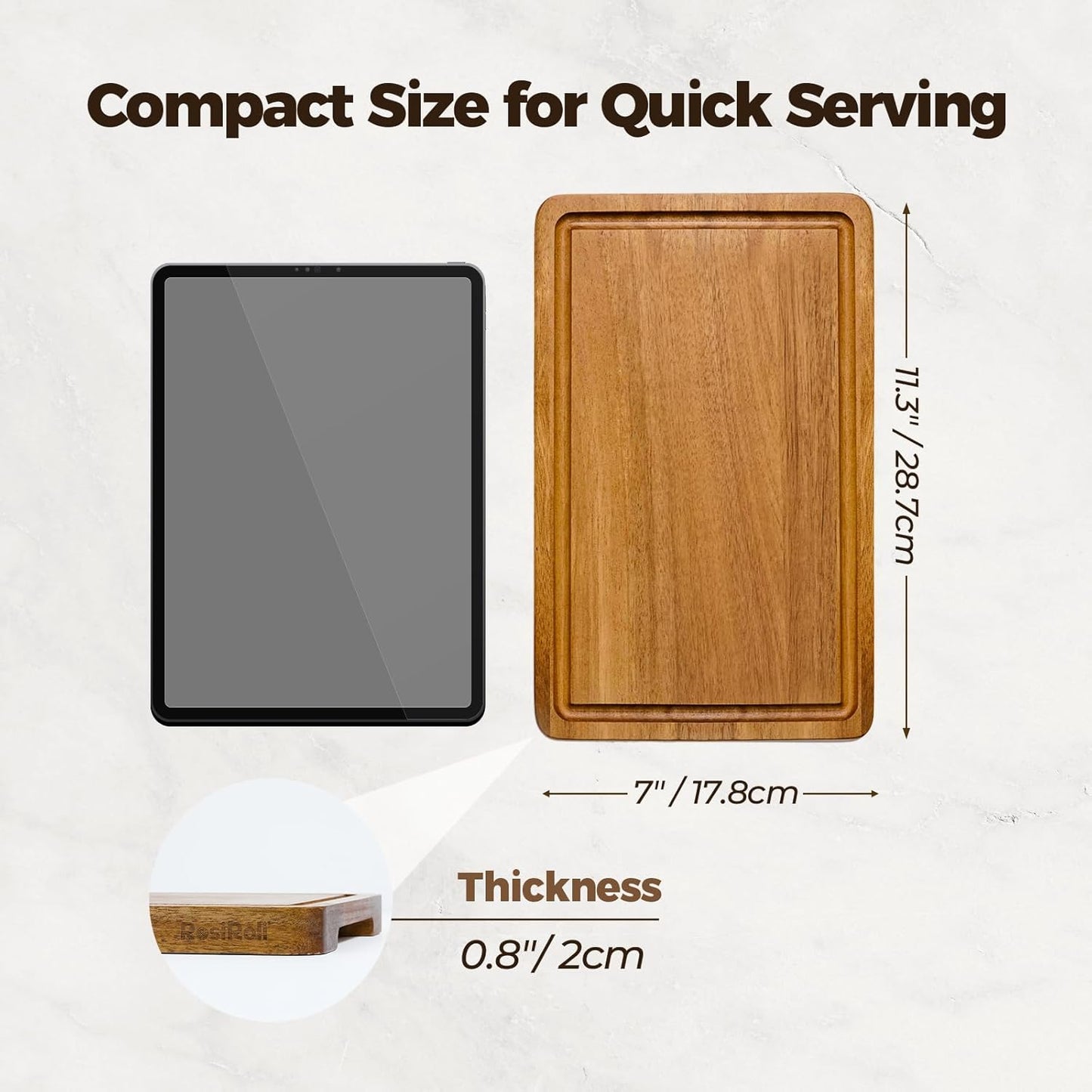 Acacia Wood Cutting Board Set of 3 for Kitchen — Non-Toxic, Kiln-Dried & Pre-Oiled 3x | Warp-Resistant Solid Acacia with Juice Groove, Handles & Anti-Slip Feets | Large Medium Small