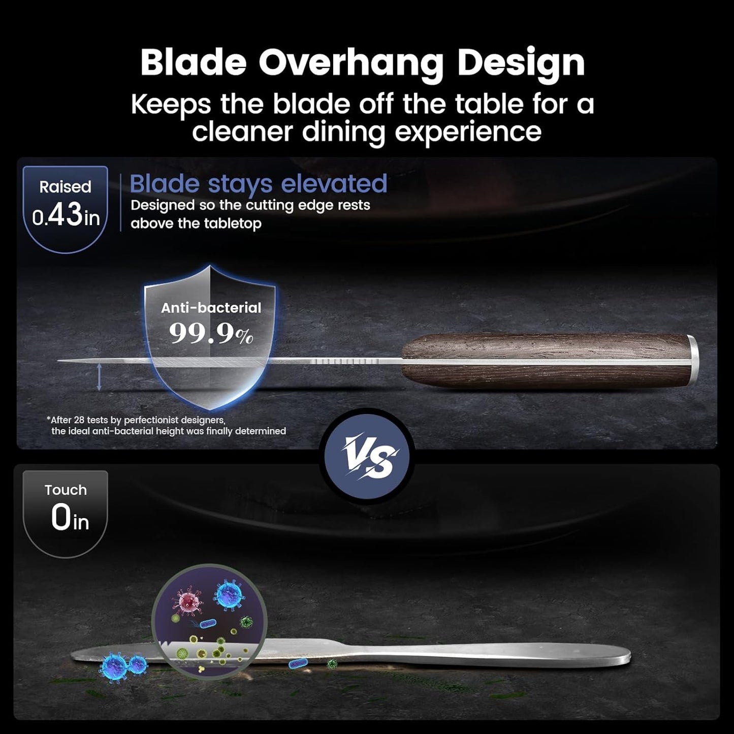 Steak Knives Set of 8, 4.8 Inch Dinner knives with Wooden Handle | Carbon Steel, Japanese Style, Non Serrated, Damascus Pattern Full Tang, Housewarming Holiday Cooking Gifts