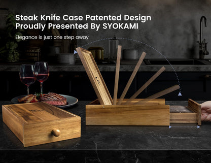 Steak Knives Set of 8, 4.8 Inch Dinner knives with Wooden Handle | Carbon Steel, Japanese Style, Non Serrated, Damascus Pattern Full Tang, Housewarming Holiday Cooking Gifts