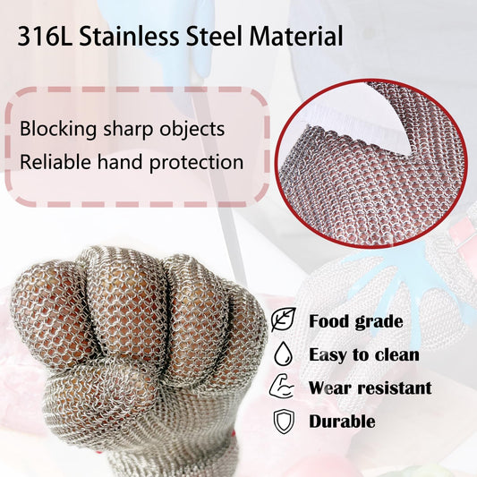 15CM Long Cut Resistant Stainless Steel Metal Mesh Chainmail Glove Butcher Glove