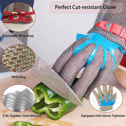 15CM Long Cut Resistant Stainless Steel Metal Mesh Chainmail Glove Butcher Glove