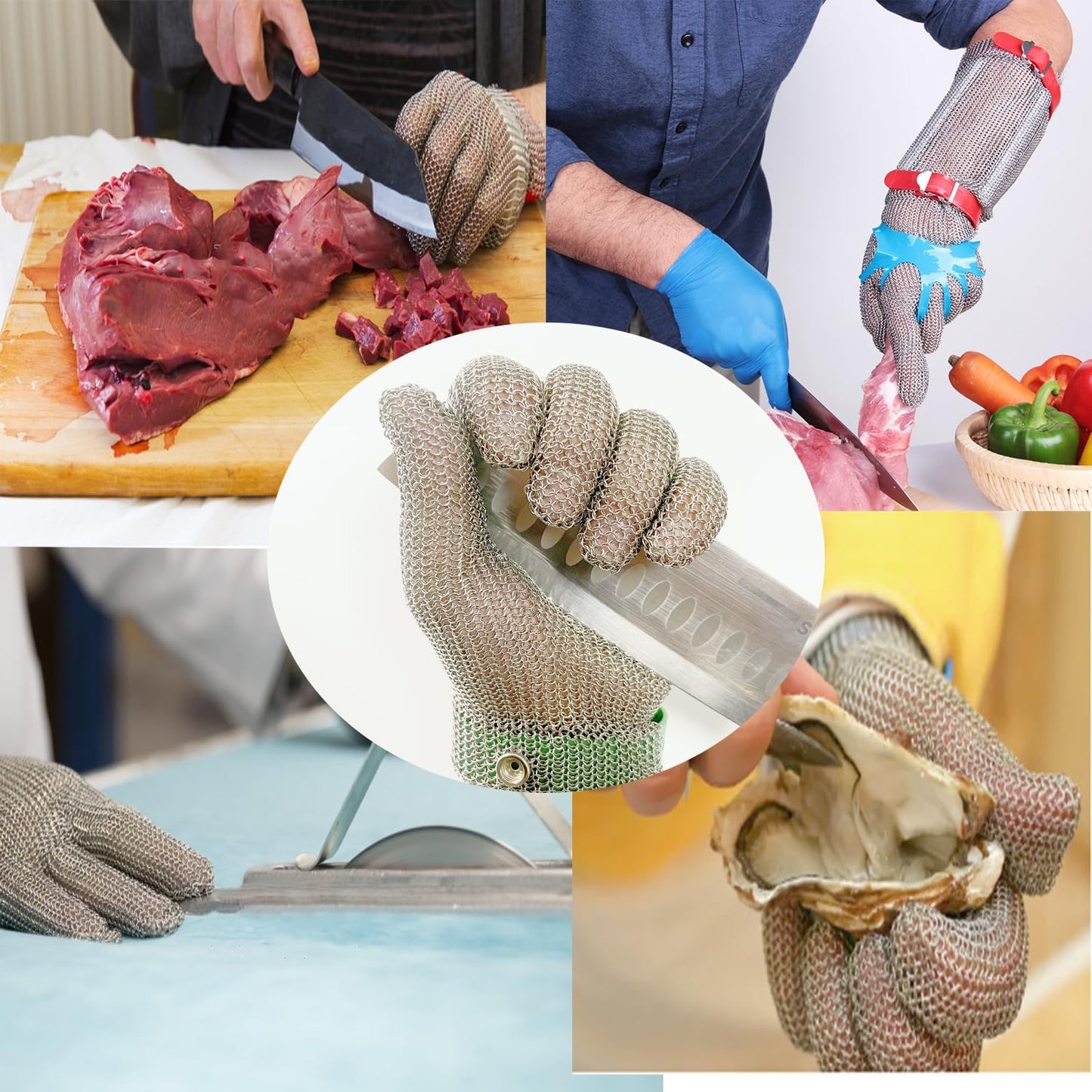 15CM Long Cut Resistant Stainless Steel Metal Mesh Chainmail Glove Butcher Glove