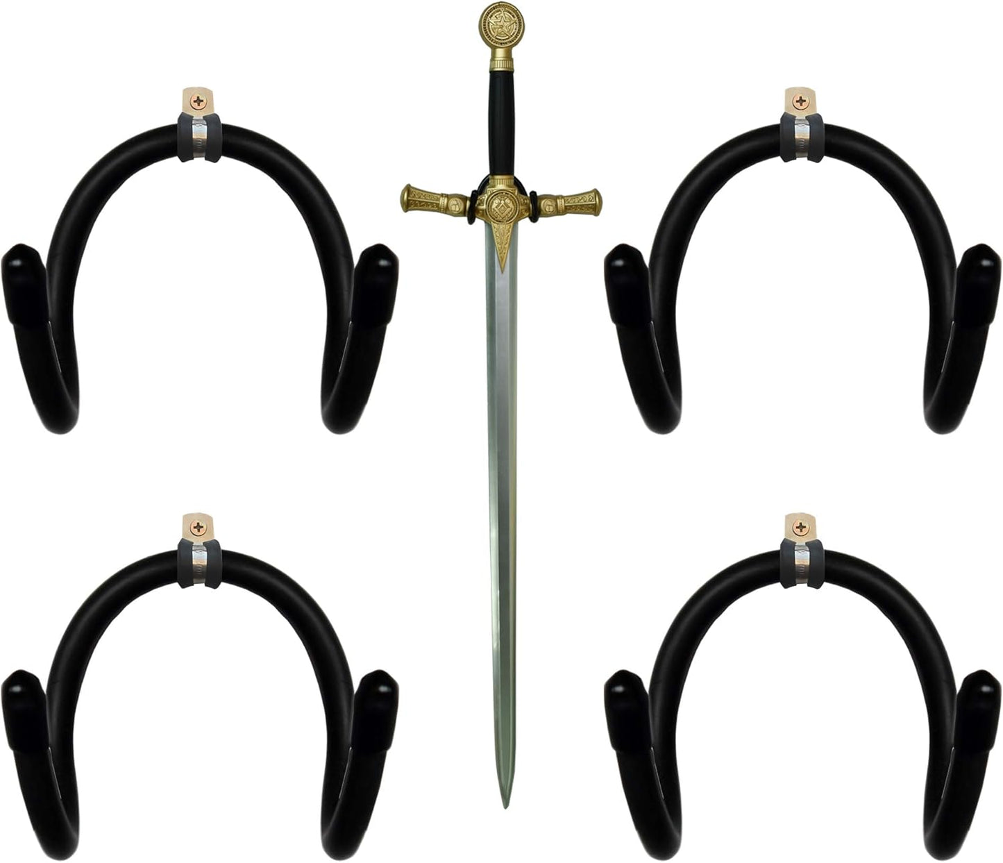 MINI Adjustable Sword Wall Hook Display Hanger Wall Mount for Sword ,Dagger ,Axe,KeyBlade, Shield etc- Vertical or Horizontal Display-4/PK