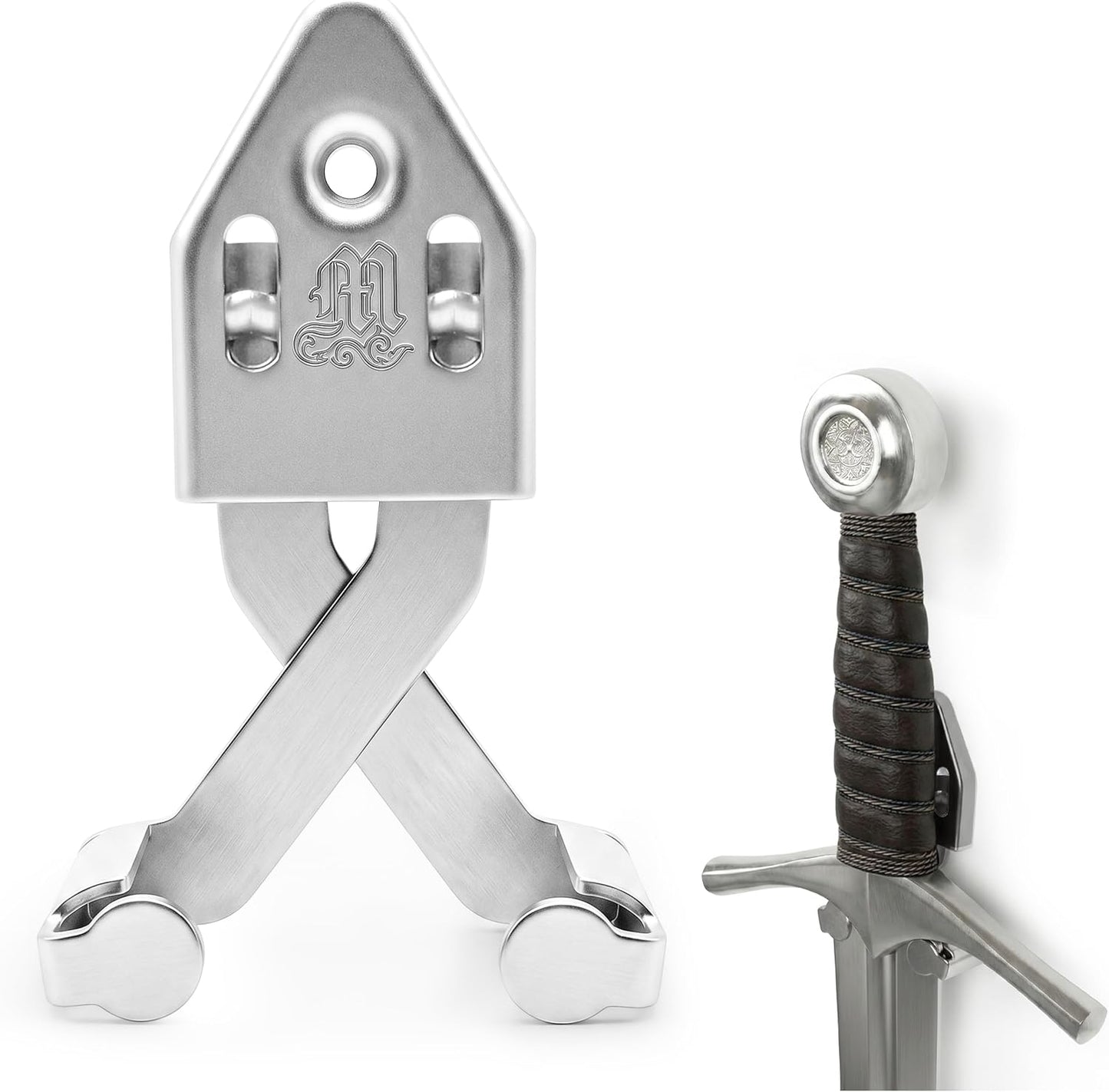 Metal Single Sword Wall Mount - 3 Inch Vertical Sword Display Hanger, Adjustable Multifunctional Wall Rack for Sword, Axe & Knives, Decorative Wall Decor (Small)
