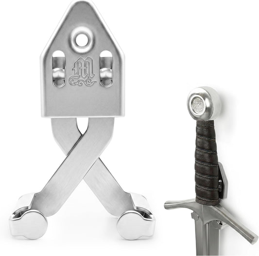 Metal Single Sword Wall Mount - 3 Inch Vertical Sword Display Hanger, Adjustable Multifunctional Wall Rack for Sword, Axe & Knives, Decorative Wall Decor (Small)
