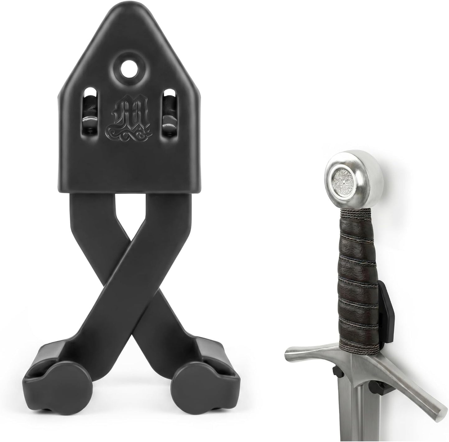 Metal Single Sword Wall Mount - 3 Inch Vertical Sword Display Hanger, Adjustable Multifunctional Wall Rack for Sword, Axe & Knives, Decorative Wall Decor (Small)