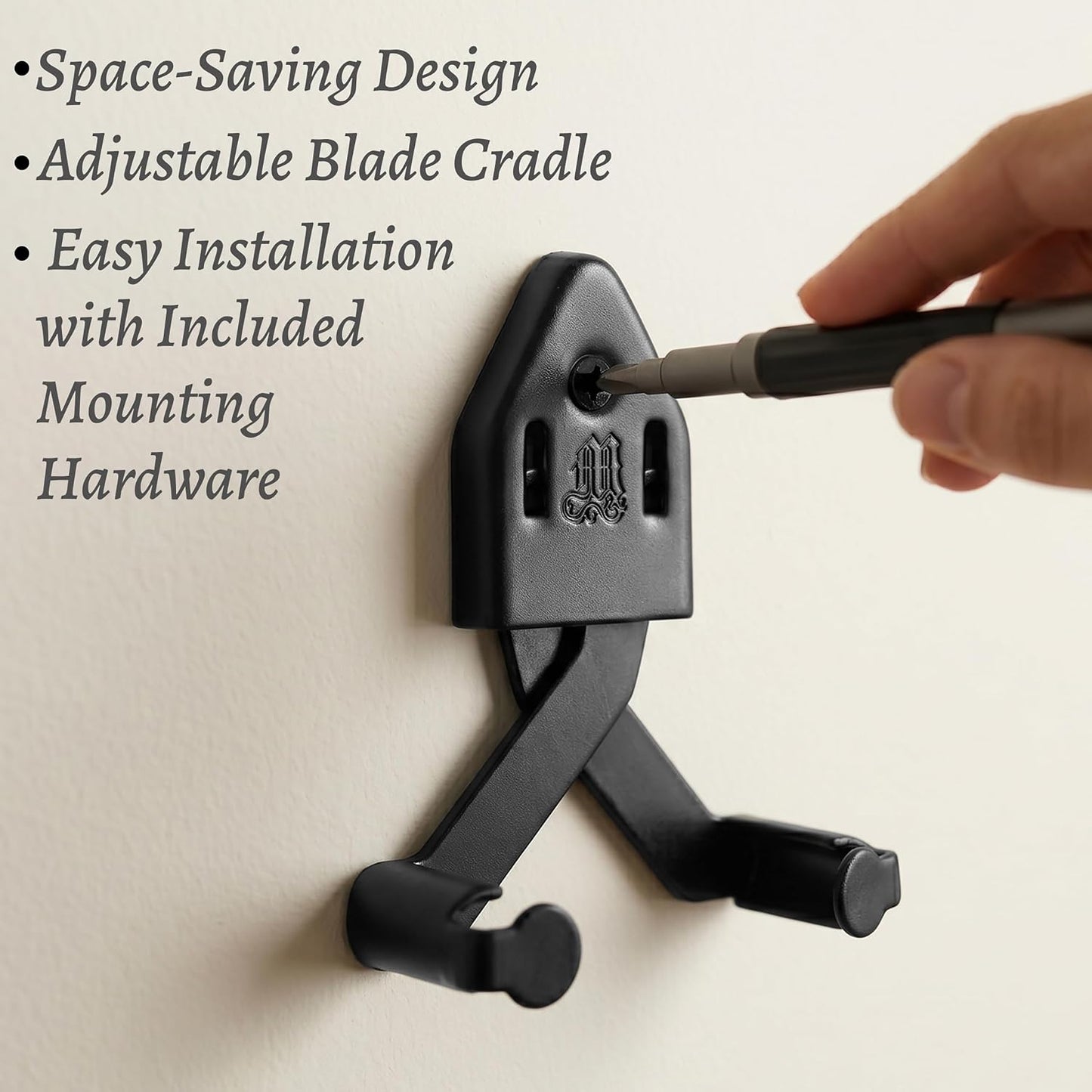 Metal Single Sword Wall Mount - 3 Inch Vertical Sword Display Hanger, Adjustable Multifunctional Wall Rack for Sword, Axe & Knives, Decorative Wall Decor (Small)