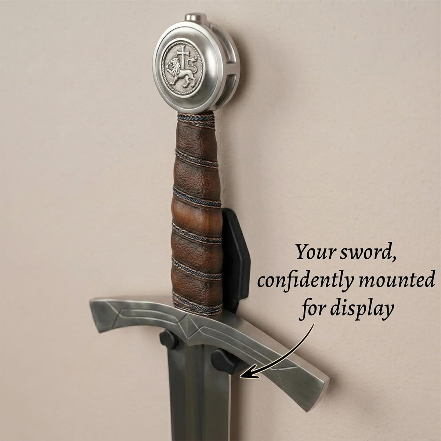 Metal Single Sword Wall Mount - 3 Inch Vertical Sword Display Hanger, Adjustable Multifunctional Wall Rack for Sword, Axe & Knives, Decorative Wall Decor (Small)