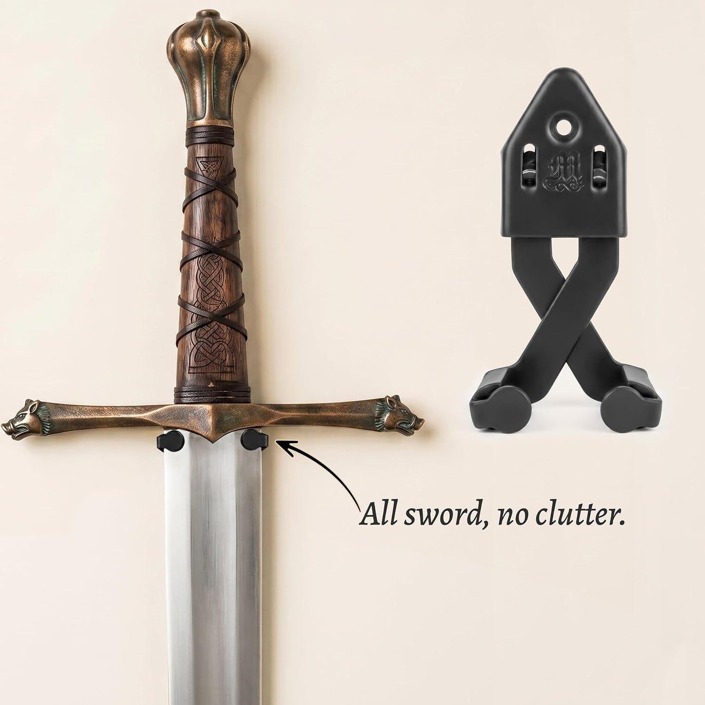 Metal Single Sword Wall Mount - 3 Inch Vertical Sword Display Hanger, Adjustable Multifunctional Wall Rack for Sword, Axe & Knives, Decorative Wall Decor (Small)