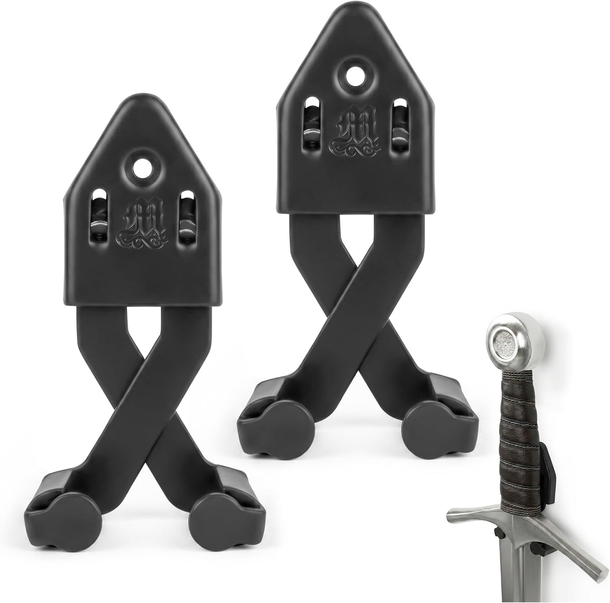 Metal Single Sword Wall Mount - 3 Inch Vertical Sword Display Hanger, Adjustable Multifunctional Wall Rack for Sword, Axe & Knives, Decorative Wall Decor (Small)