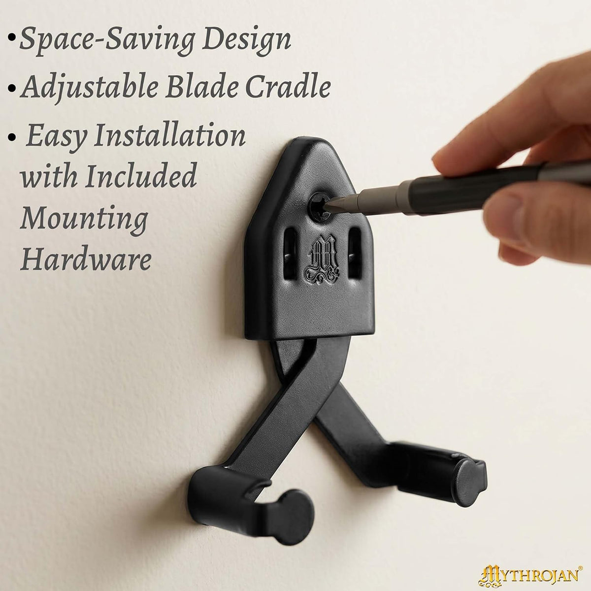Metal Single Sword Wall Mount - 3 Inch Vertical Sword Display Hanger, Adjustable Multifunctional Wall Rack for Sword, Axe & Knives, Decorative Wall Decor (Small)