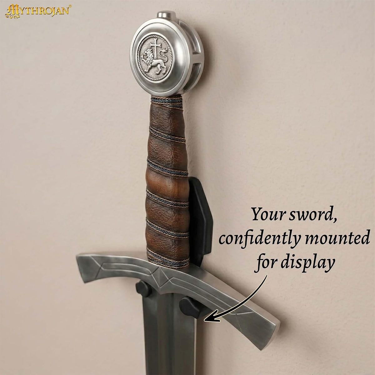 Metal Single Sword Wall Mount - 3 Inch Vertical Sword Display Hanger, Adjustable Multifunctional Wall Rack for Sword, Axe & Knives, Decorative Wall Decor (Small)