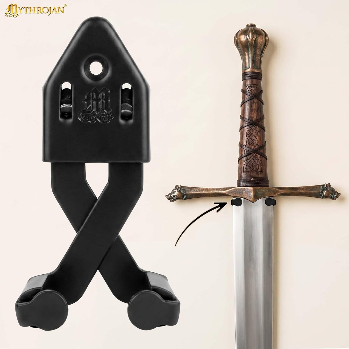 Metal Single Sword Wall Mount - 3 Inch Vertical Sword Display Hanger, Adjustable Multifunctional Wall Rack for Sword, Axe & Knives, Decorative Wall Decor (Small)