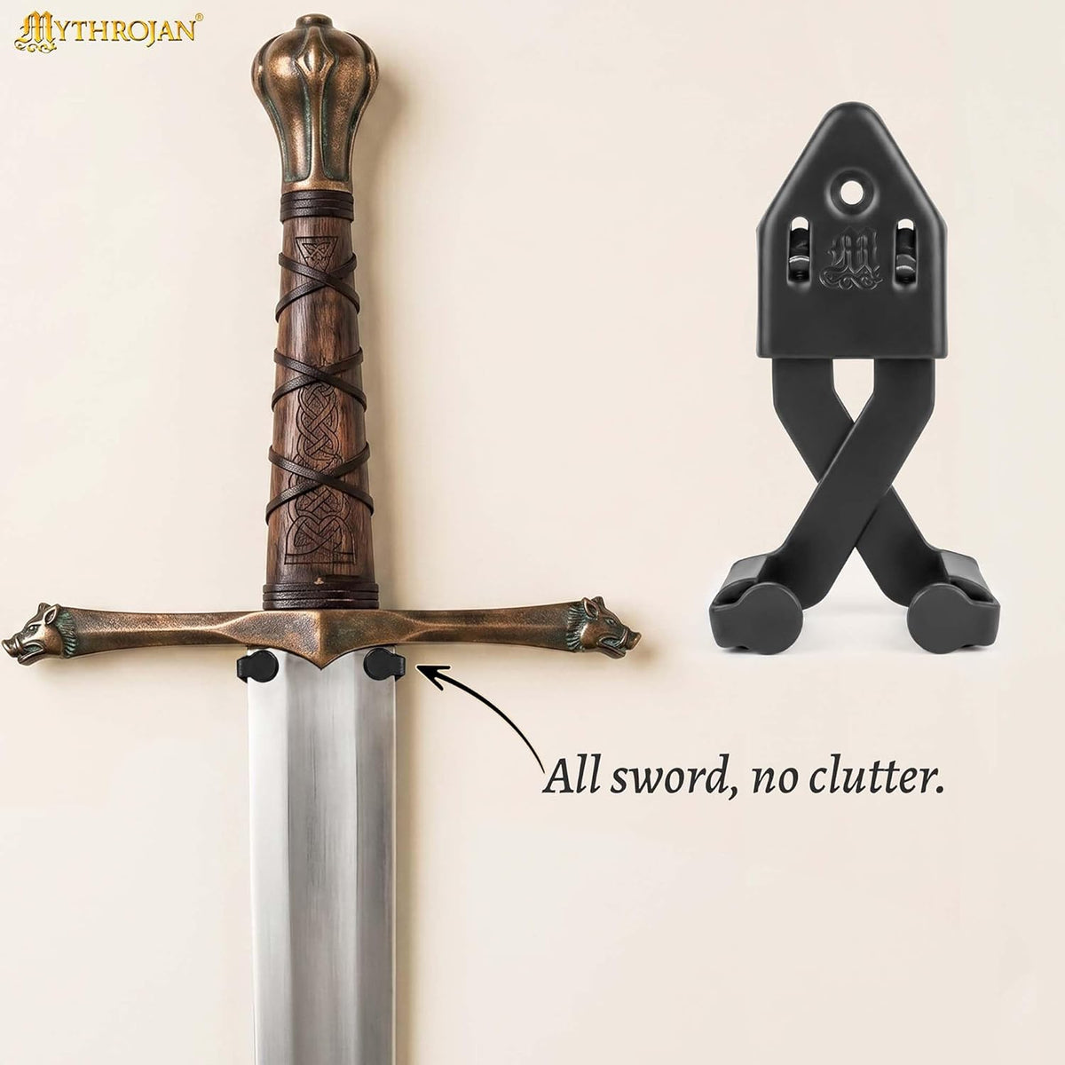 Metal Single Sword Wall Mount - 3 Inch Vertical Sword Display Hanger, Adjustable Multifunctional Wall Rack for Sword, Axe & Knives, Decorative Wall Decor (Small)