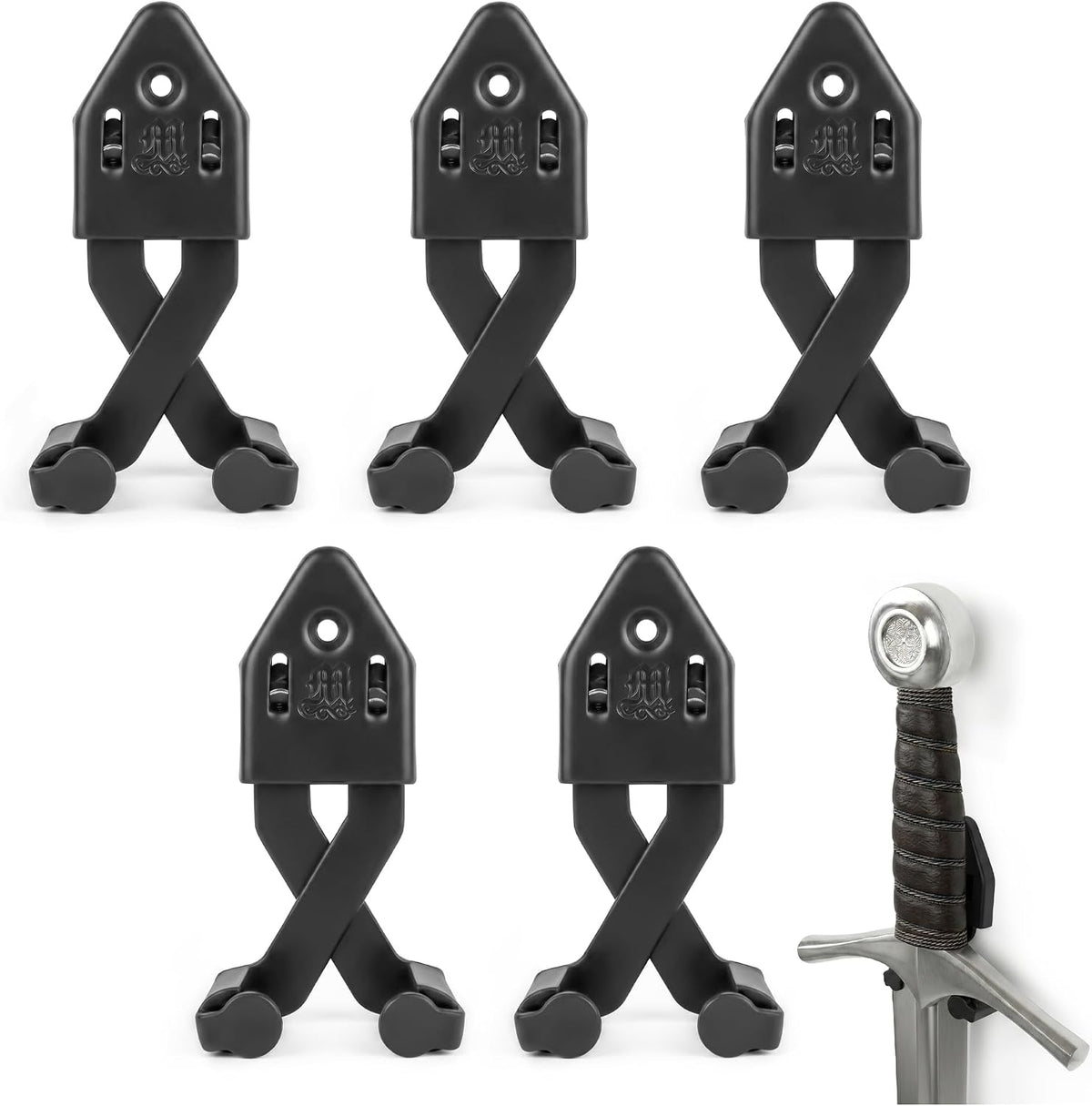 Metal Single Sword Wall Mount - 3 Inch Vertical Sword Display Hanger, Adjustable Multifunctional Wall Rack for Sword, Axe & Knives, Decorative Wall Decor (Small)