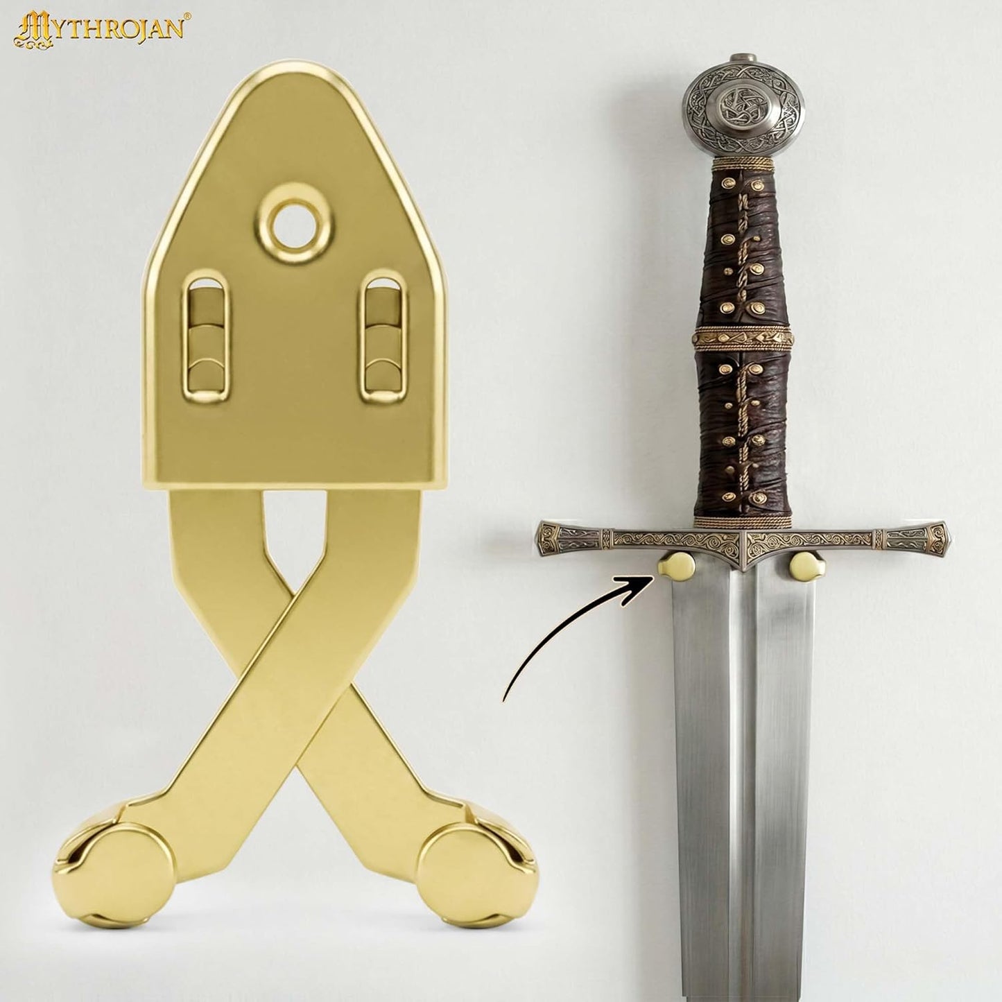 Metal Single Sword Wall Mount - 3 Inch Vertical Sword Display Hanger, Adjustable Multifunctional Wall Rack for Sword, Axe & Knives, Decorative Wall Decor (Small)